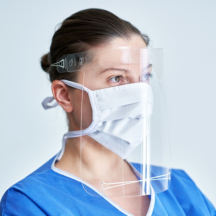 Dental team member wearing safety masks