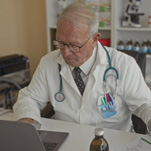 Sleep physician evaluating sleep test