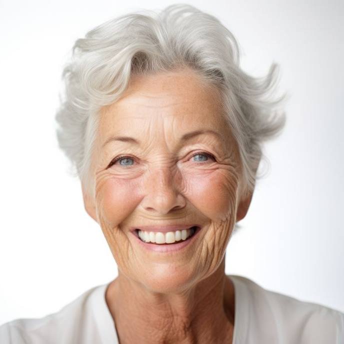 Smiling older woman with dentures