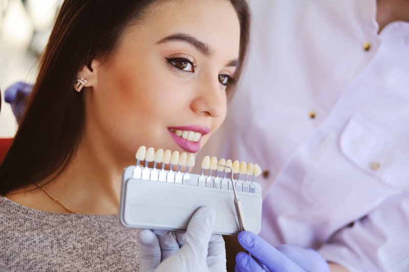 woman getting ready for porcelain veneers in Fruit Cove